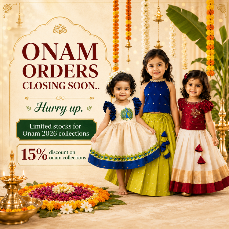 Baby girl in traditional Onam dress - Stanwells Kids Onam 2026 collection