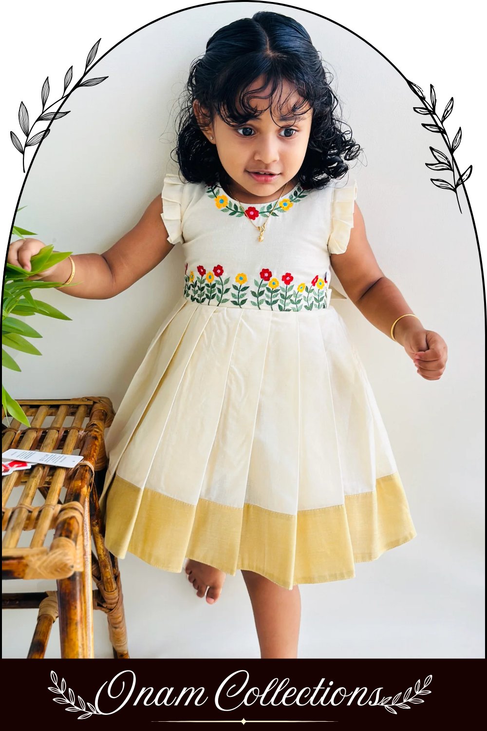 Onam Collections for Kids   Traditional Onam Dresses  Kasavu Dresses for Kids  Onam Lehenga for Girls Onam Frocks for Kids Festive Wear for Kids Onam Special Kids Wear