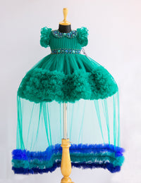 Ocean Green Handwork Peter Pan Collar Frock for Baby Girl – Stanwells Kids