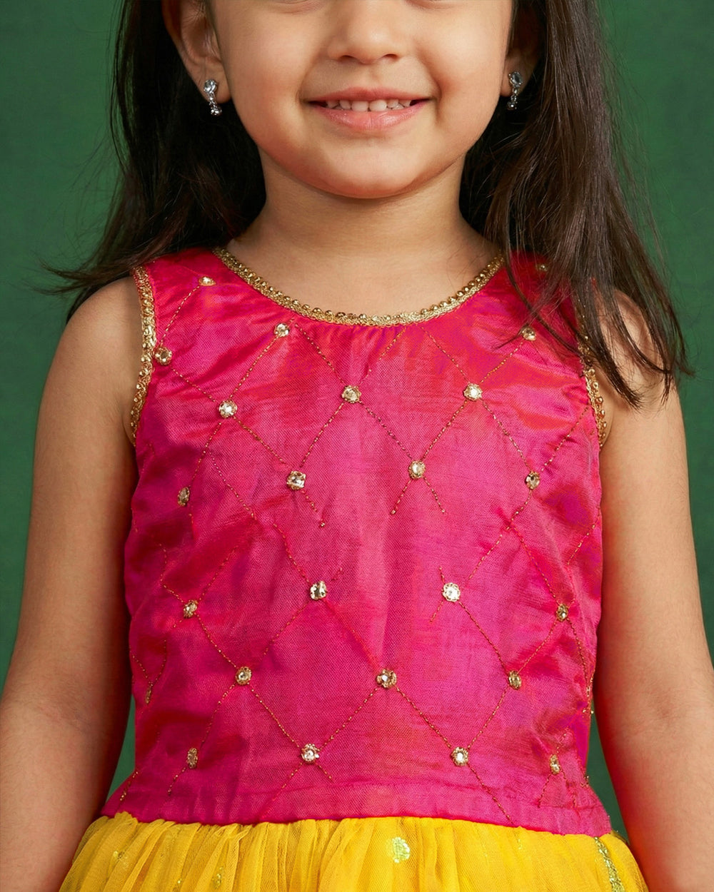 Yellow and magenta mirror work lehenga choli for baby girls

South Indian traditional birthday dress for girls

Mirror work festive wear lehenga choli

Baby girls ethnic partywear dress

Designer lehenga choli set for toddlers

Kids traditional outfit yellow magenta

Stanwells Kids festive birthday dress