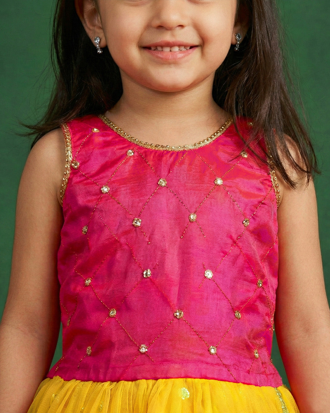 Yellow and magenta mirror work lehenga choli for baby girls

South Indian traditional birthday dress for girls

Mirror work festive wear lehenga choli

Baby girls ethnic partywear dress

Designer lehenga choli set for toddlers

Kids traditional outfit yellow magenta

Stanwells Kids festive birthday dress