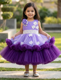 Lavender & Violet Heavy Applique Birthday Frock