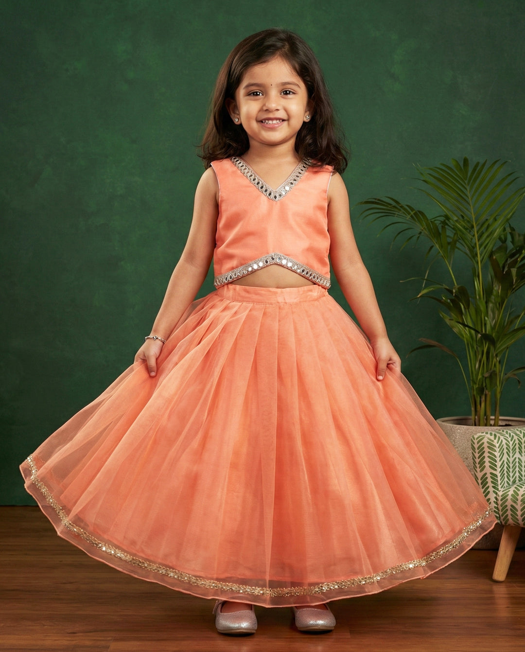 Coral Ethnic Lehenga Choli Birthday Dress for Baby Girls Stanwells Kids Coral Ethnic Lehenga Choli Birthday Dress for Baby Girls Stanwells Kids