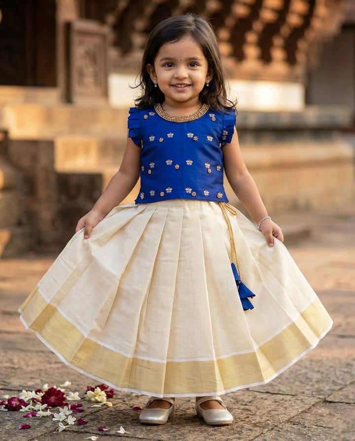 stanwells kids, blue dresses or kids, lehenga choli for kids, onam collections for baby girls, ethnic dressesf for kids, nakshatra kids