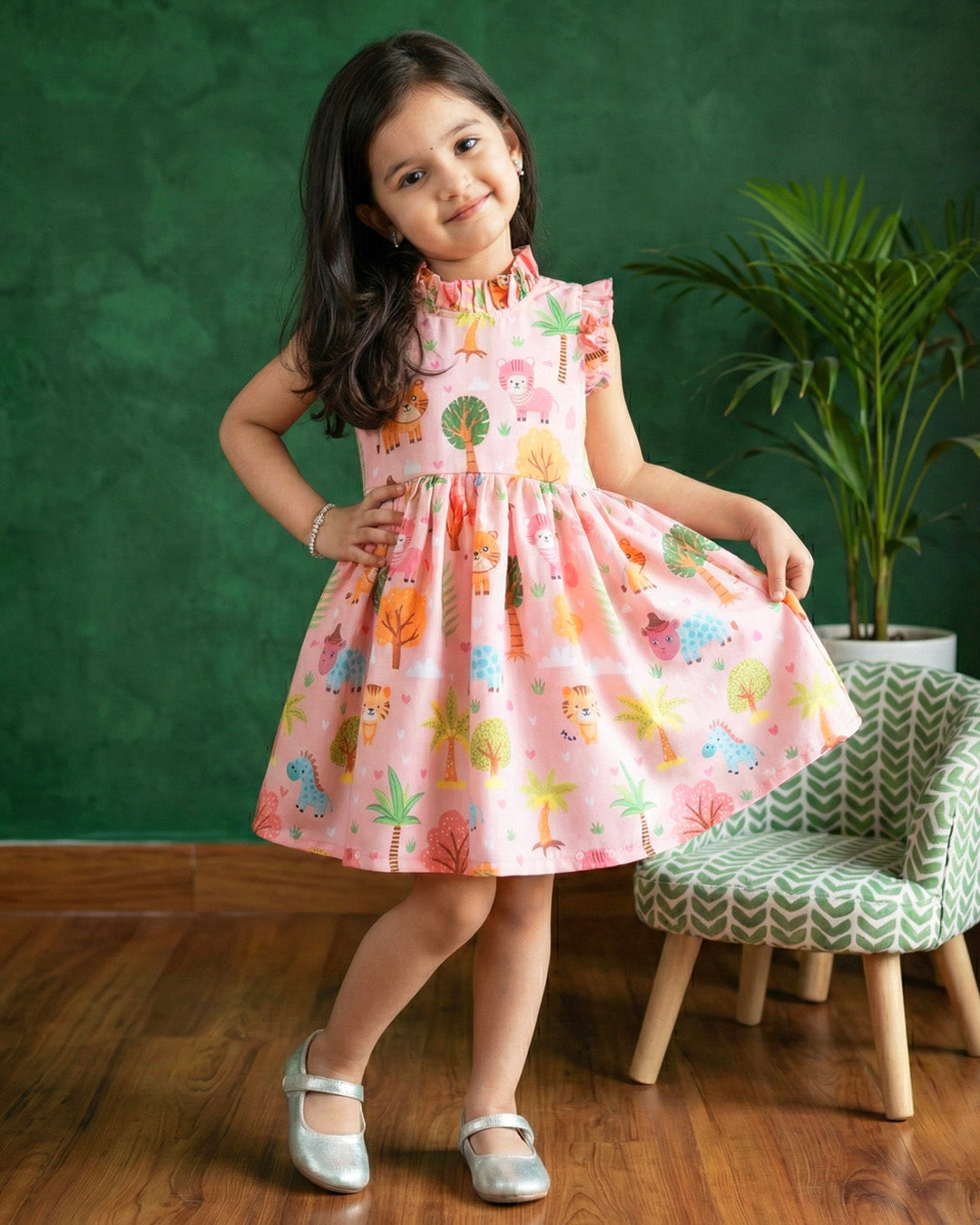 pink animal print baby girls birthday dress

rayon birthday frock for baby girl

animal print casual frock for kids

baby girls partywear birthday dress

Stanwells Kids pink animal print dress