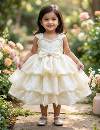 Off-White Western Style Premium Silk Layer Frock for Baby Girl – Stanwells Kids