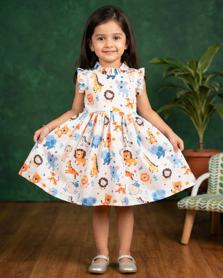 Lion printed rayon birthday dress for baby girls

Cute casual frock for toddlers

Animal print dress for baby girls

Soft rayon kids wear frock

Birthday outfit for girls 6M–8Y

Comfortable summer dress for baby girls

Stanwells Kids casual printed frock