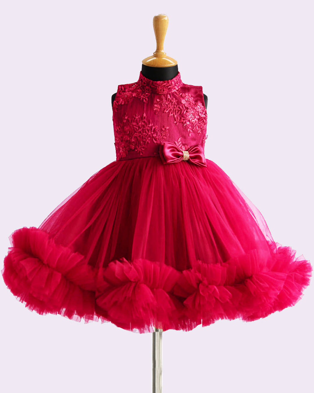 Baby girl birthday dress, reddish maroon sequins frock, birthday dress for girls