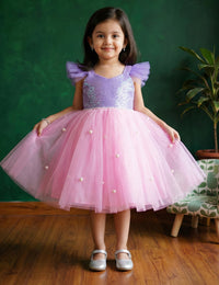 Baby Pink Lavender Sequin Birthday Frock for Baby Girl – Stanwells Kids