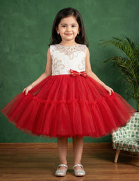 Red Off White Christmas Frock for Baby Girl – Stanwells Kids