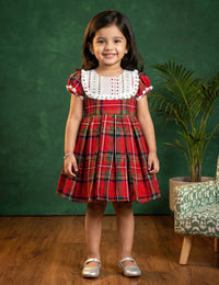 Christmas Special Checked Cotton Frock – Comfortable Dress for Girls