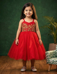 Red Heavy Handwork Birthday Frock for Baby Girl – Stanwells Kids