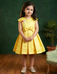 Baby Yellow Silky Satin Box Pleated Birthday Frock for Baby Girl – Stanwells Kids