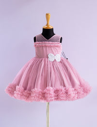 Dust Pink White Bead Butterfly Birthday Frock for Baby Girl – Stanwells Kids
