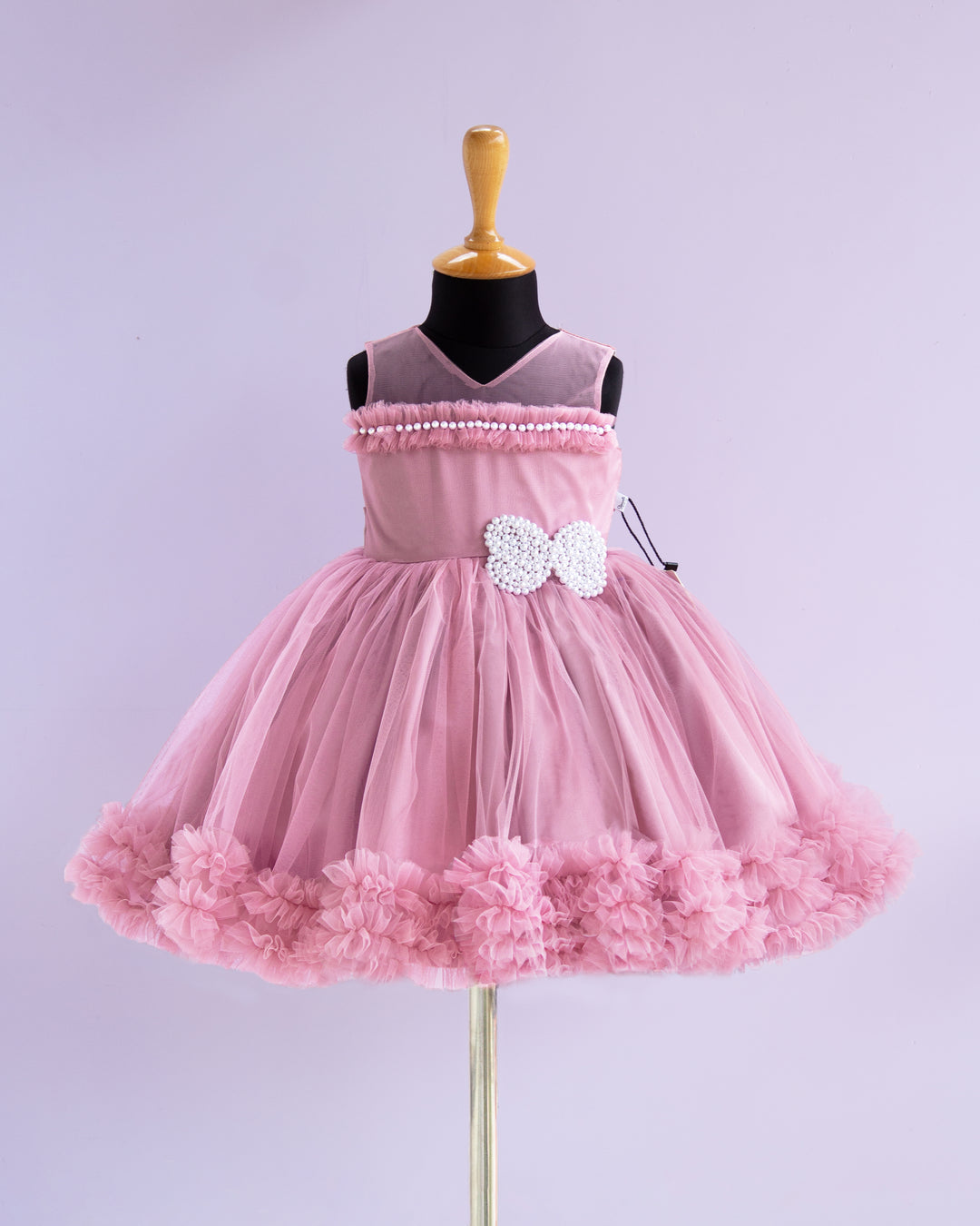 dust pink partywear frock kids baby girls stanwells kids, pearl applique frock, butterfly designs for kids, birthday dresses for baby girls, 1st birthday dresses, pastel pink frock