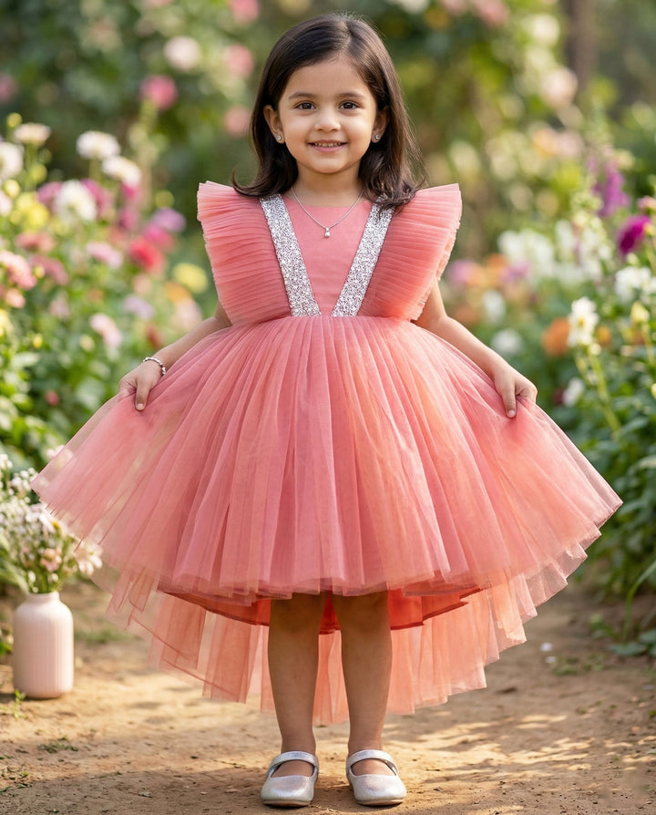 Blush coral premium birthday frock for baby girl – Stanwells Kids