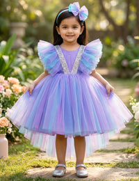 Sky Blue Lavender Premium Birthday Frock for Baby Girl – Stanwells Kids