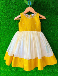 Cream Gold Handwork Traditional Frock for Baby Girl – Stanwells Kids