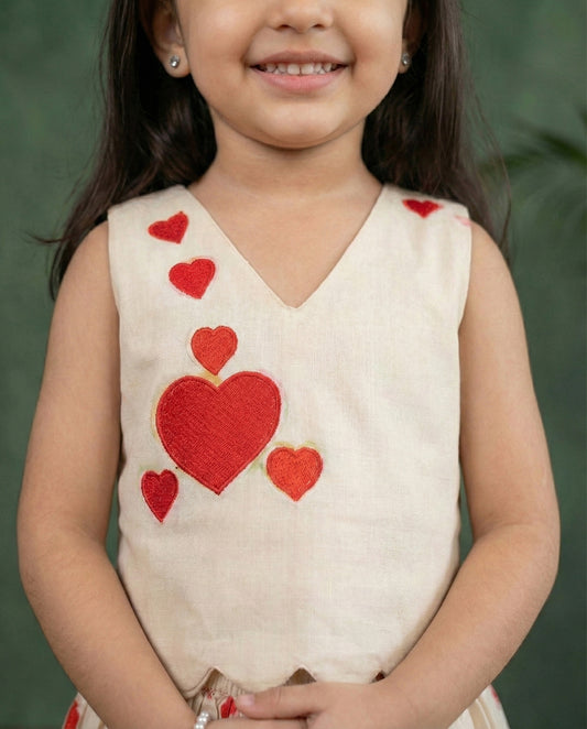 Baby girls cream red lehenga choli birthday dress party wear