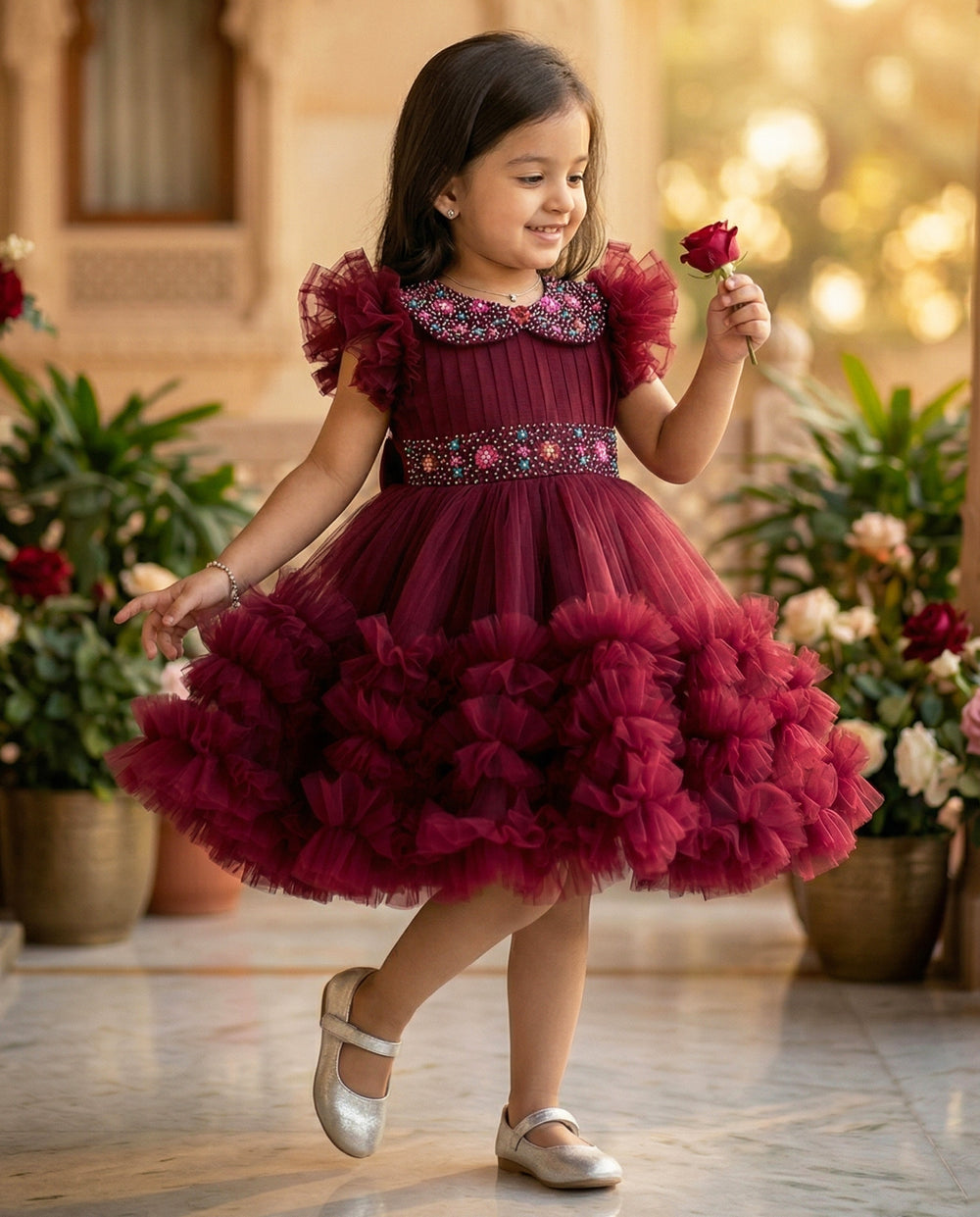 grapevine frocks | kids dresses| stanwells kids | birthday dresses kids | purple dresses handwork frocks | collar frocks