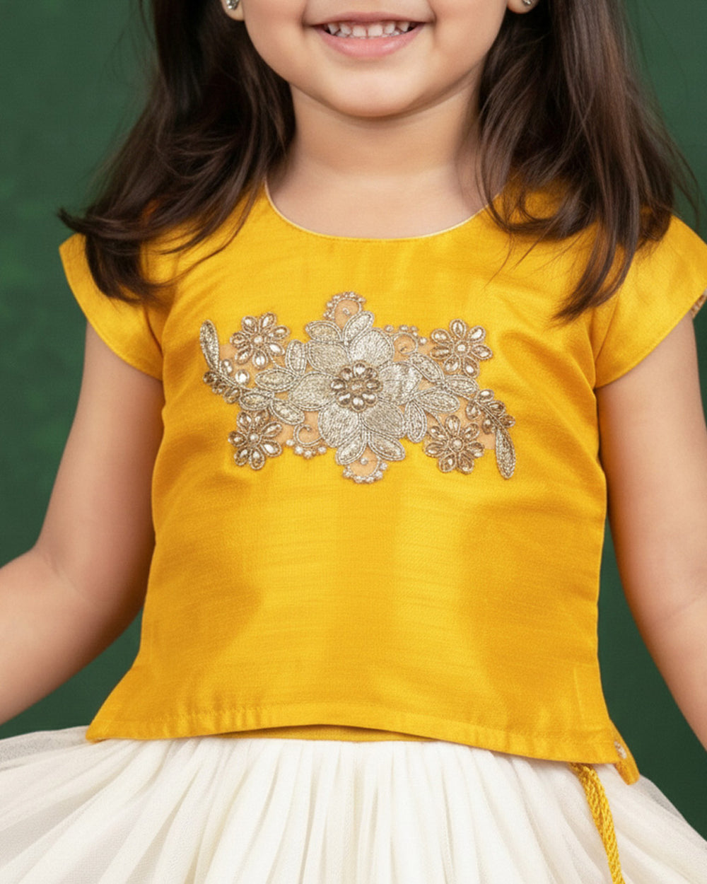 Cream and yellow Kerala combo dress for baby girls, traditional birthday frock, ethnic wear for kids, Kerala frock, Stanwells Kids ethnic collection