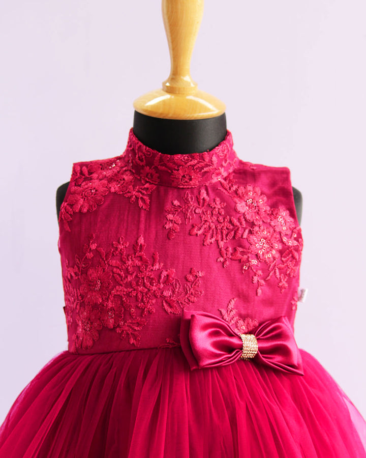 Baby girl birthday dress, reddish maroon sequins frock, birthday dress for girls