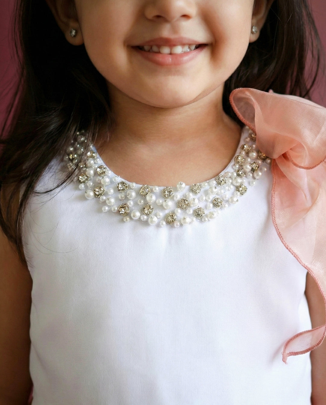 Dust Pink and White Premium Organza Frock – Stylish Shaded Birthday Dress for Baby Girls by Stanwells Kids