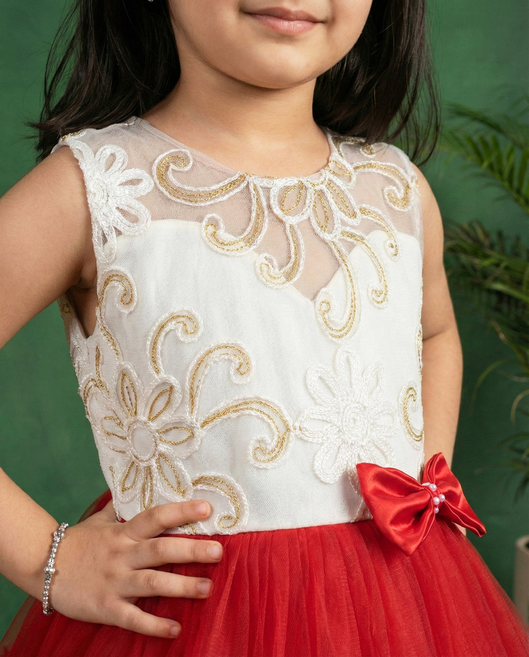 red off white baby girls christmas frock, ruffle partywear dress for kids, baby girl birthday dress, festive frock for toddlers, stylish christmas outfit girls