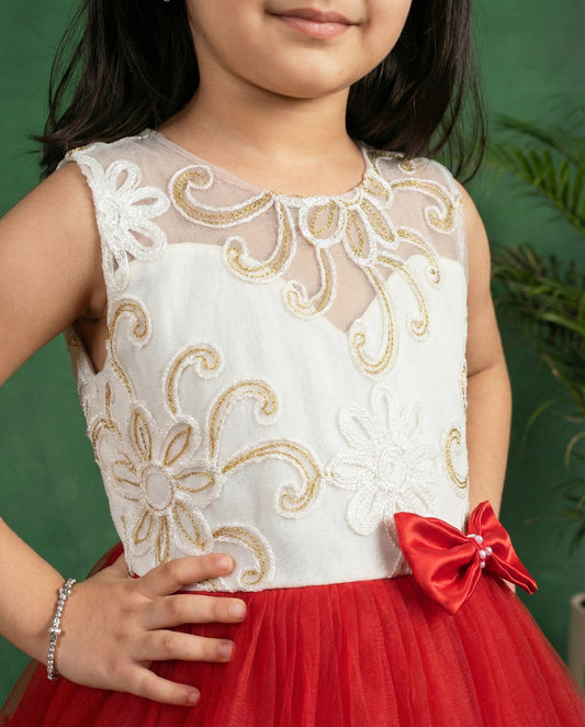 red off white baby girls christmas frock, ruffle partywear dress for kids, baby girl birthday dress, festive frock for toddlers, stylish christmas outfit girls