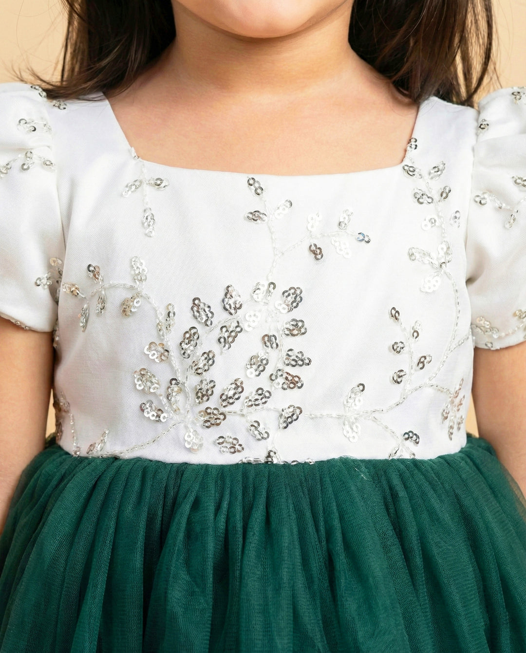 bottle green and white Christmas frock for baby girls, festive birthday dress, designer kids partywear dress, toddler Christmas outfit, Stanwells Kids