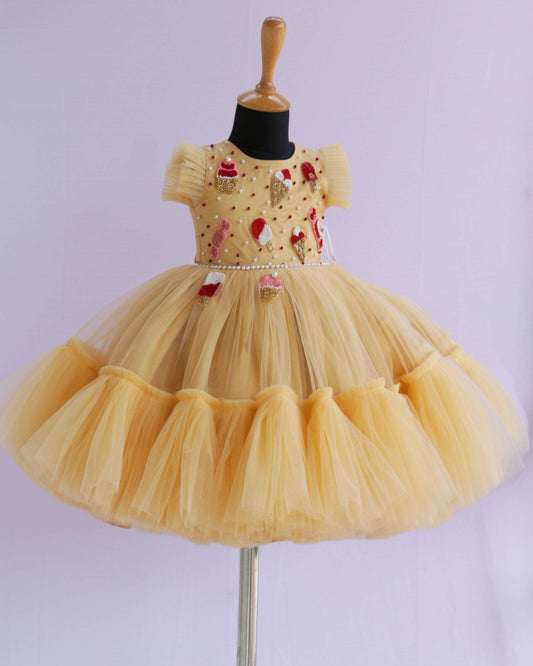 Golden Shade Candy popsicle Theme Specially made Handwork Applique Bir