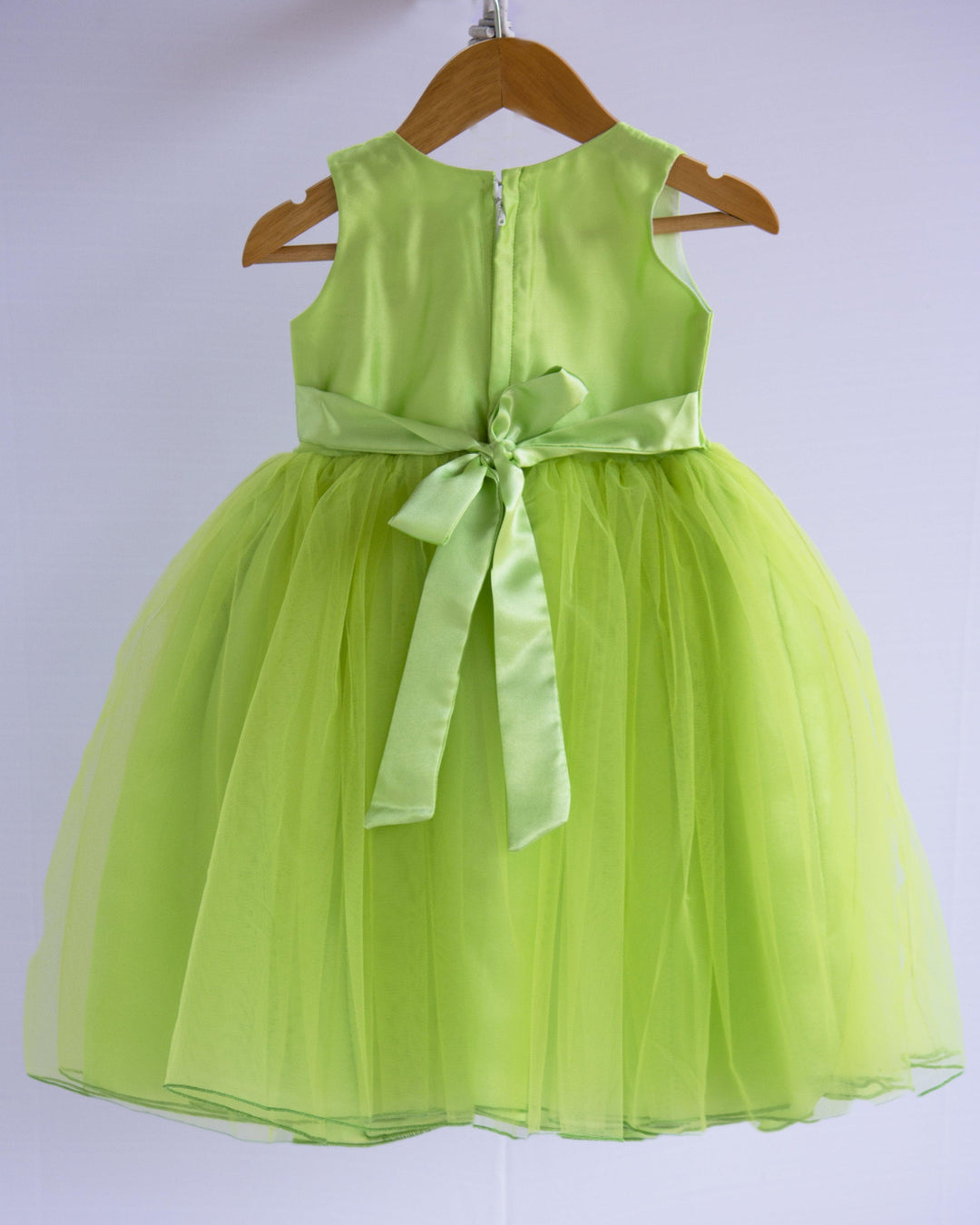 Lime Green Shade Baby-Girls Sleeveless Premium  Flower Frock
