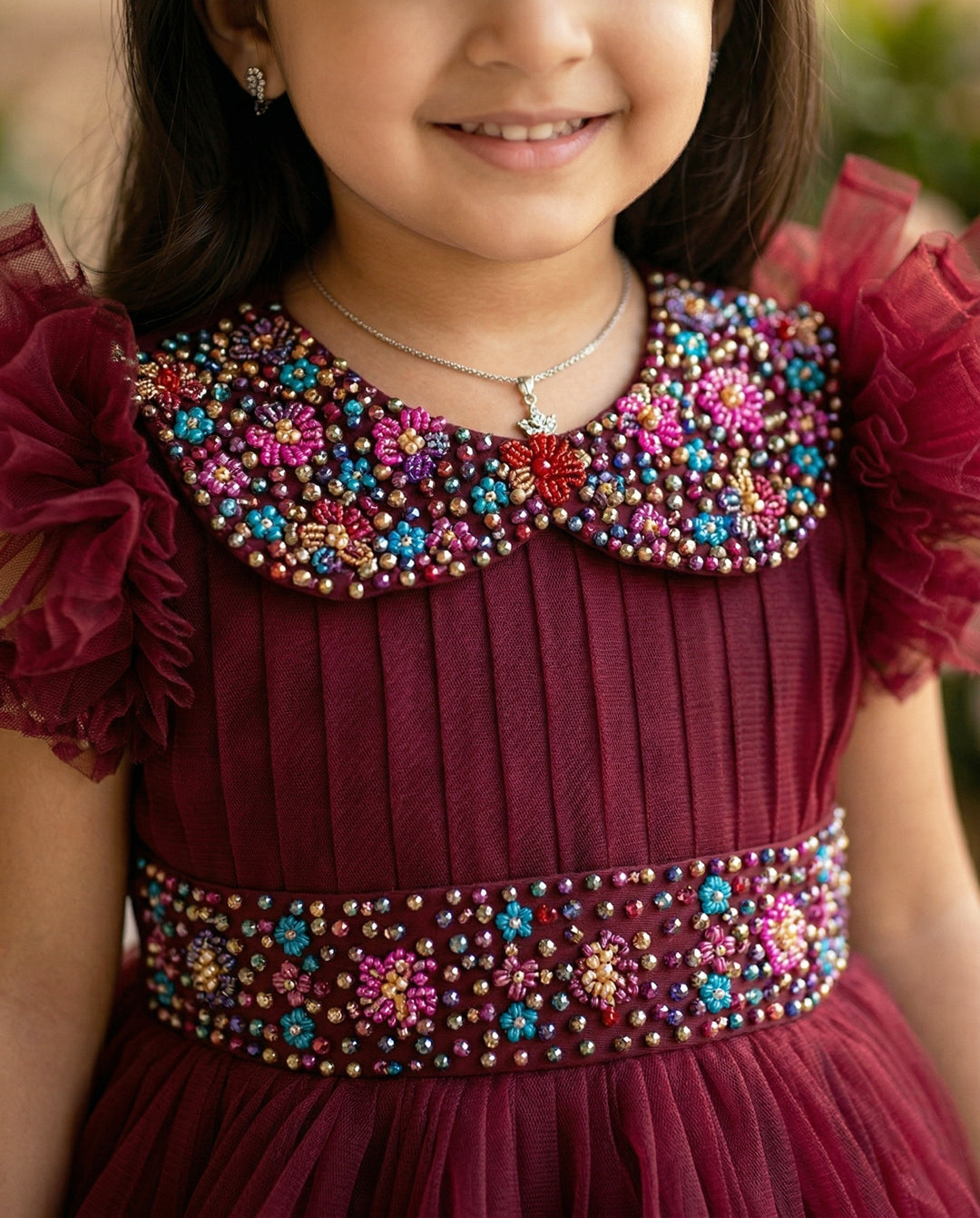 grapevine frocks | kids dresses| stanwells kids | birthday dresses kids | purple dresses handwork frocks | collar frocks