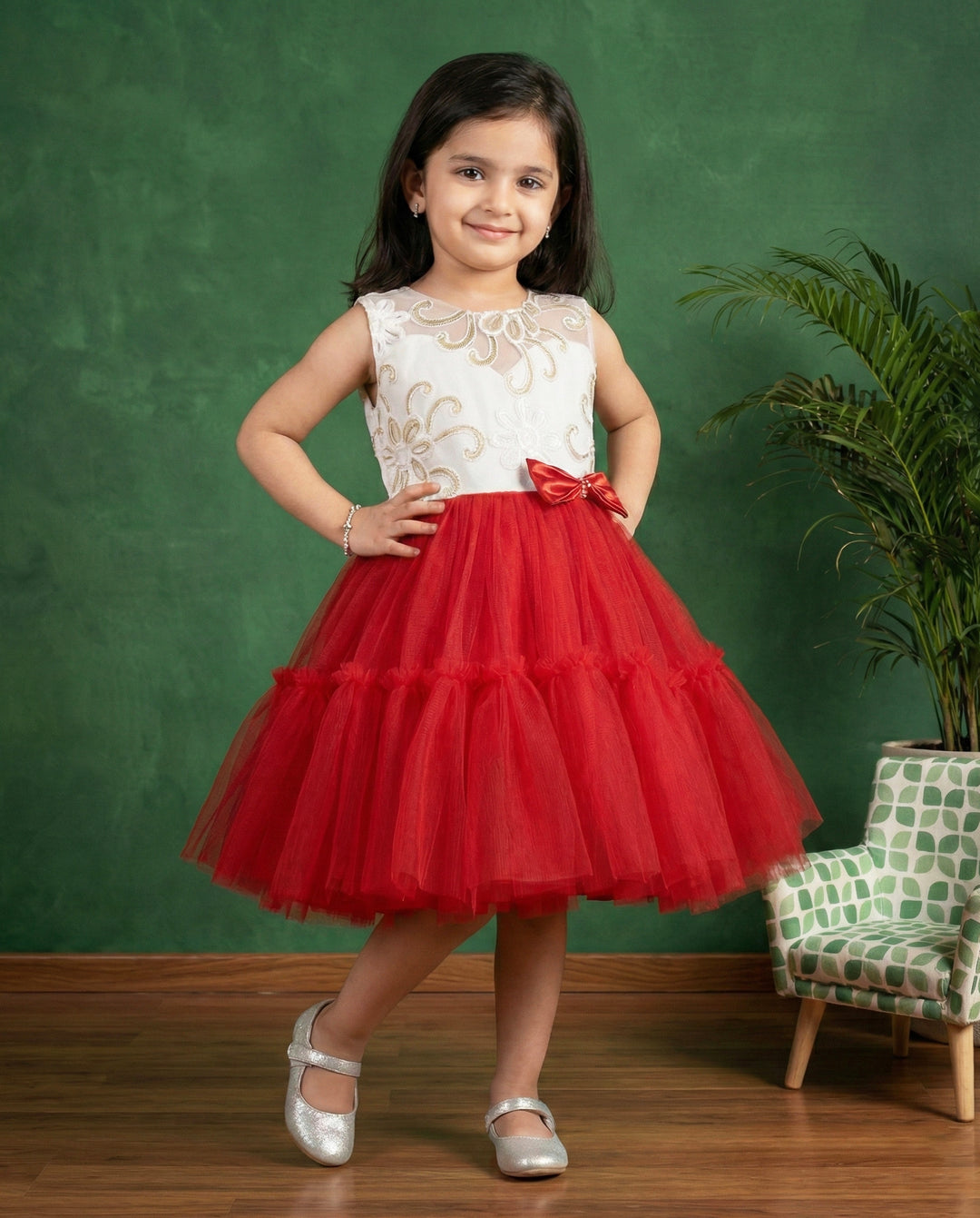 red off white baby girls christmas frock, ruffle partywear dress for kids, baby girl birthday dress, festive frock for toddlers, stylish christmas outfit girls