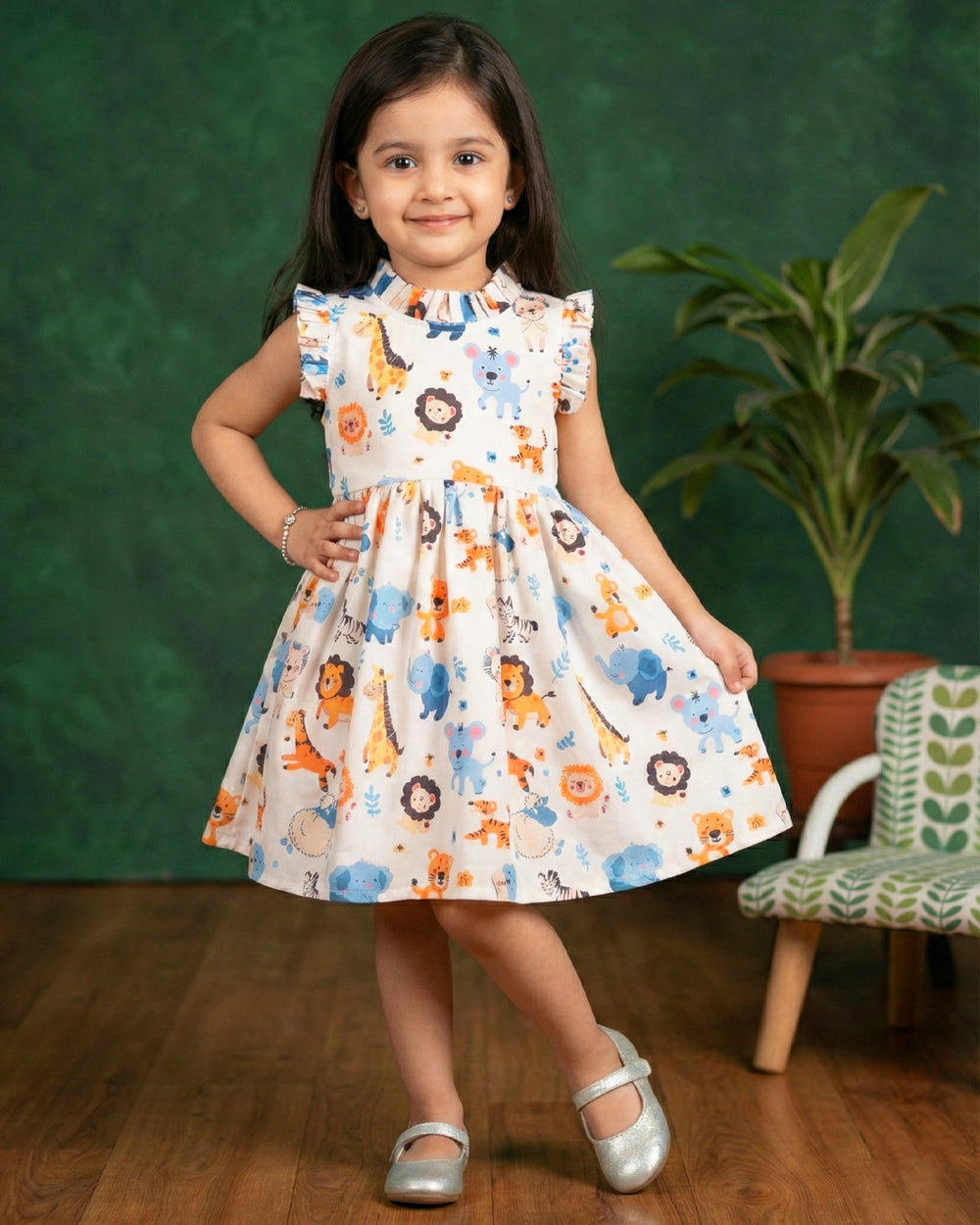 Lion printed rayon birthday dress for baby girls

Cute casual frock for toddlers

Animal print dress for baby girls

Soft rayon kids wear frock

Birthday outfit for girls 6M–8Y

Comfortable summer dress for baby girls

Stanwells Kids casual printed frock