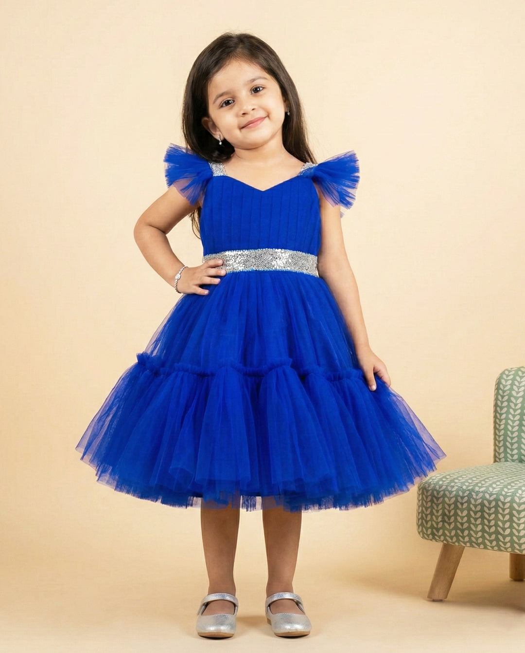 Royal Blue Handwork Birthday Dress for Baby Girls | Stanwells Kids Royal Blue Handwork Birthday Dress for Baby Girls | Stanwells Kids