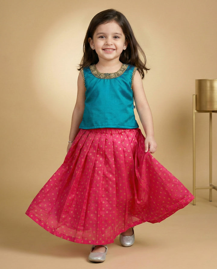 Magenta Peacock Shade Lehenga Choli for Baby Girls – Birthday Dress