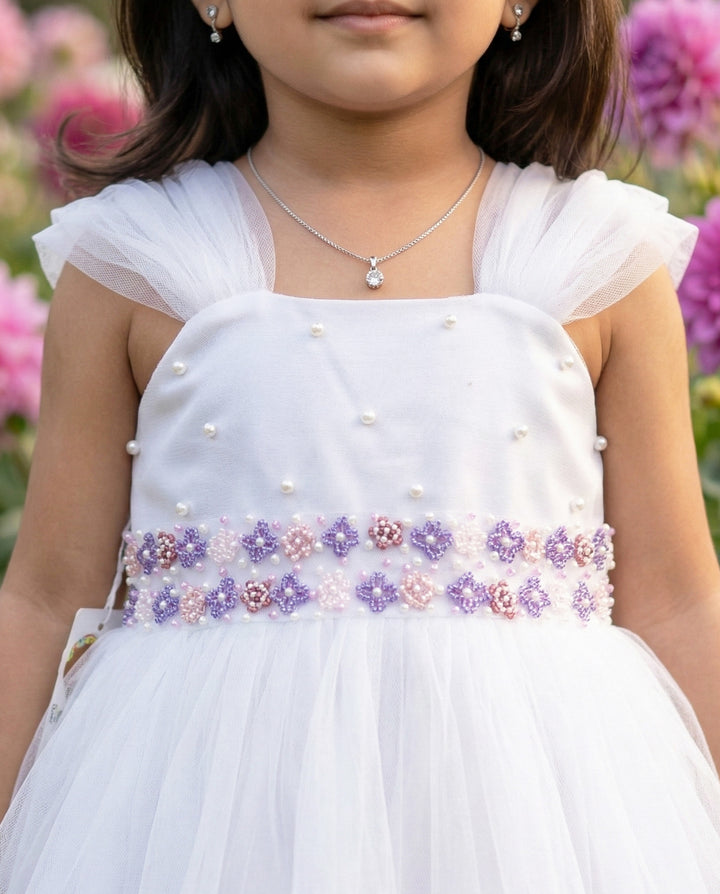 Pure white baby girls premium baptism frock, partywear birthday dress for baby girls