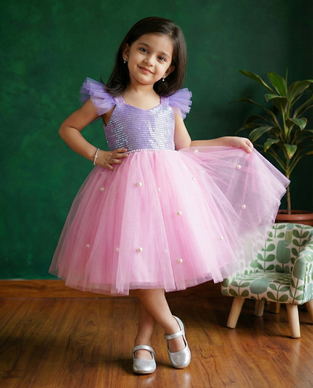 baby girls birthday dress, baby pink lavender frock, designer sequin dress for kids, partywear frock for baby girls, handworked birthday outfit, festive frock, toddler birthday wear, premium kids dress, stylish sequin frock