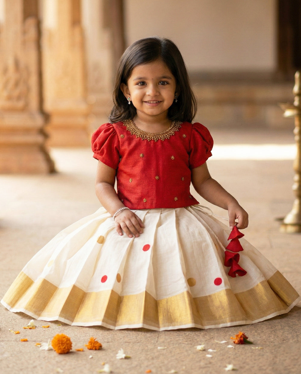 kids lehenga cholis, onam 2024, onam arrivals for kids, stanwells kids, printede kerala dresses, handwork blouse