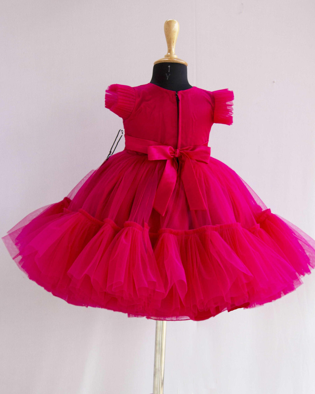 Rany-pink Shade Sequins Embroidery Baby-Girls Partywear Birthday Frock