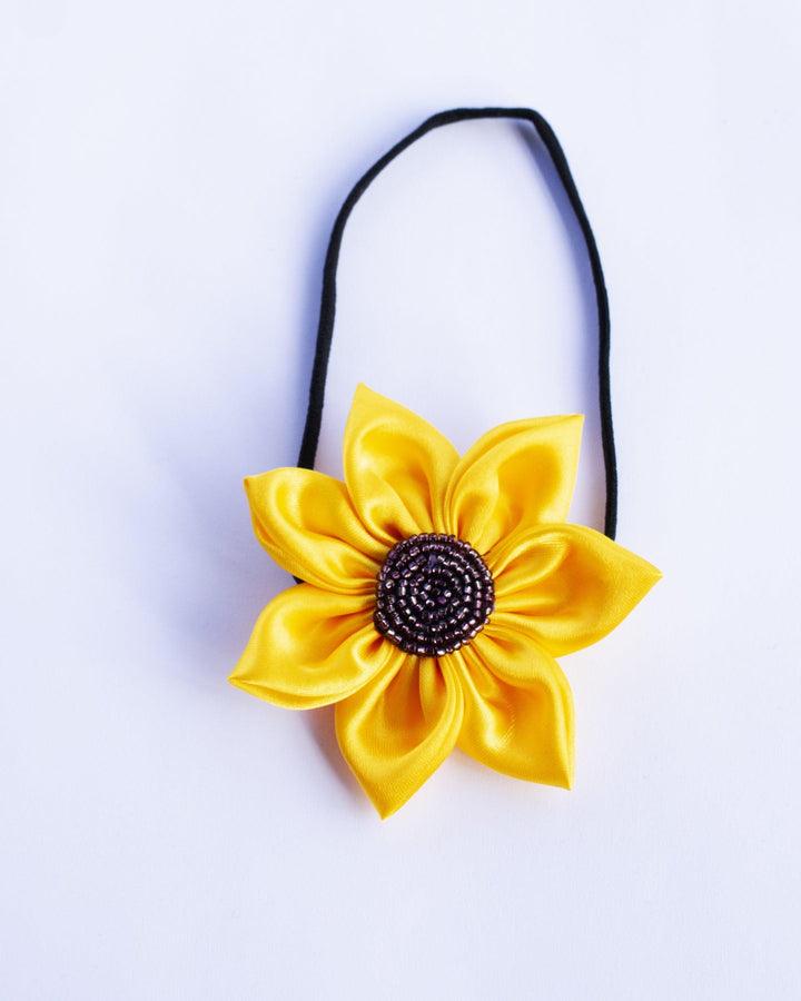 Sun Yellow Shade Shoulder Strap Pattern Sun Flower Theme Partywear Fro