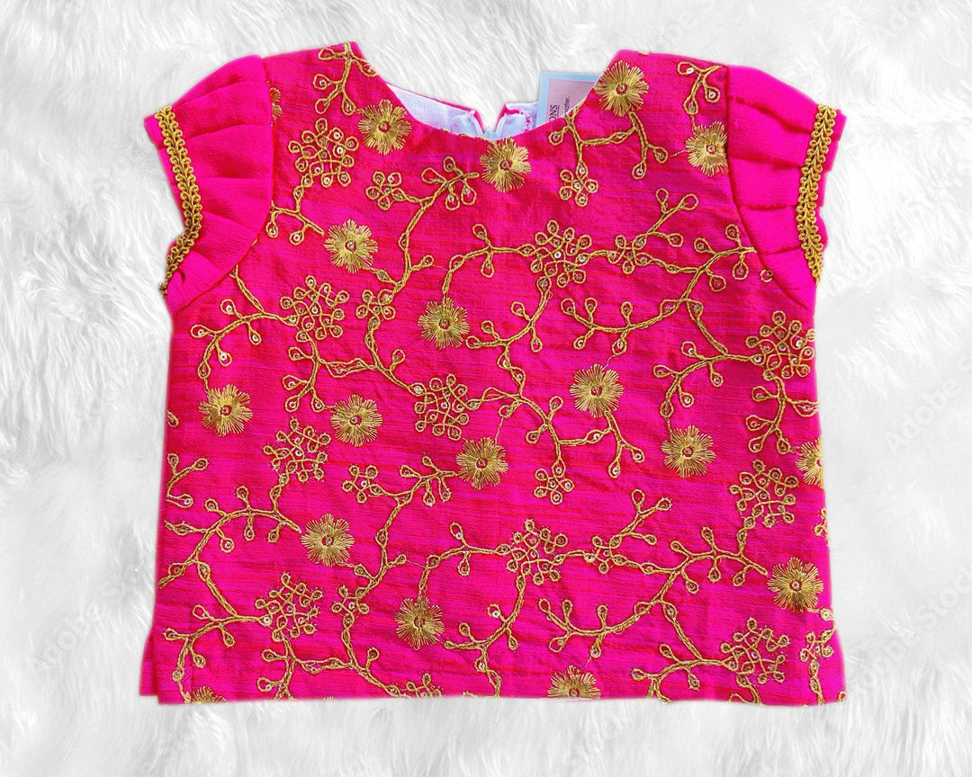 Stanwells Kids Pink Silk Thread Embroidered Traditional Lehenga Choli 