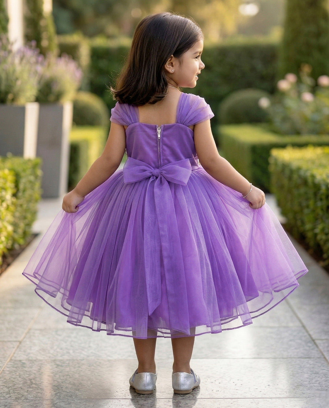 Pastel Lavender Baby Girls Birthday Dress - Sequins Handwork Party Frock by Stanwells Kids