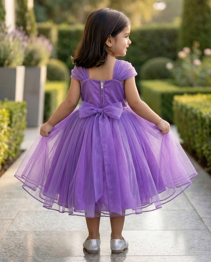 Pastel Lavender Baby Girls Birthday Dress - Sequins Handwork Party Frock by Stanwells Kids