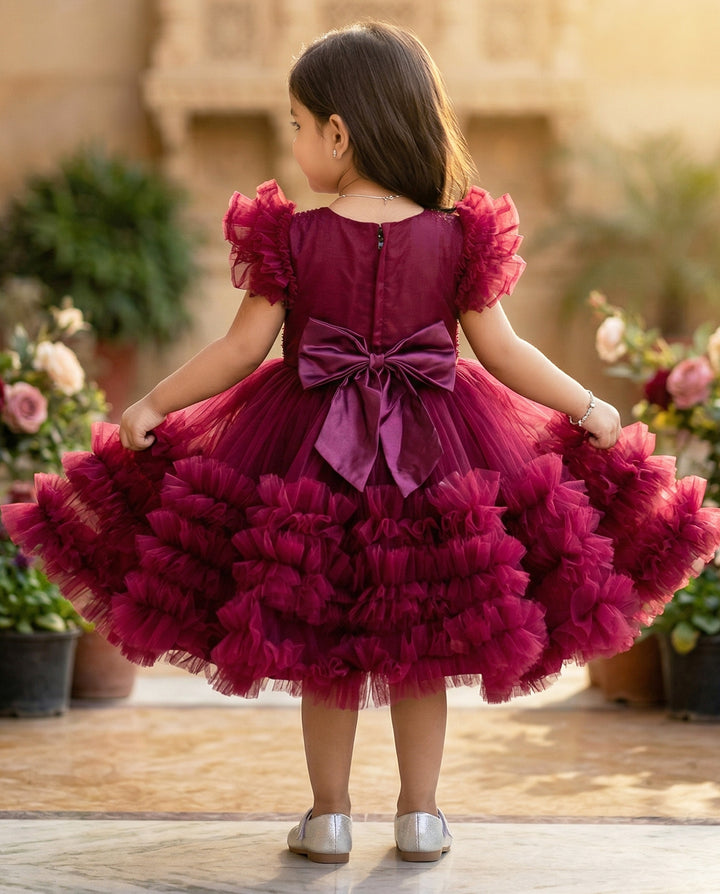 grapevine frocks | kids dresses| stanwells kids | birthday dresses kids | purple dresses handwork frocks | collar frocks