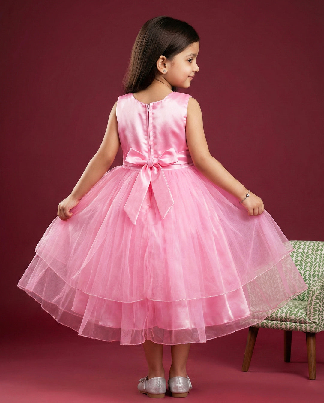 Baby Pink Designer Layered Frock
Fabric: Babypink mono net with premium same colour threadwork detailing on the yoke portion  Beautifully designed outfit for Baby girls with smooth lining for comfo