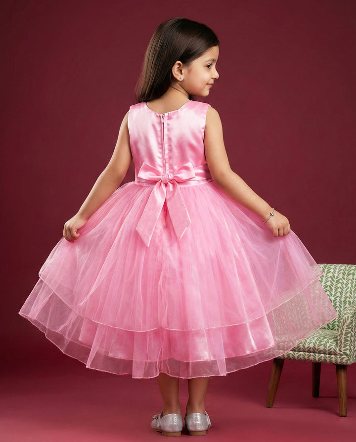 Baby Pink Designer Layered Frock
Fabric: Babypink mono net with premium same colour threadwork detailing on the yoke portion  Beautifully designed outfit for Baby girls with smooth lining for comfo