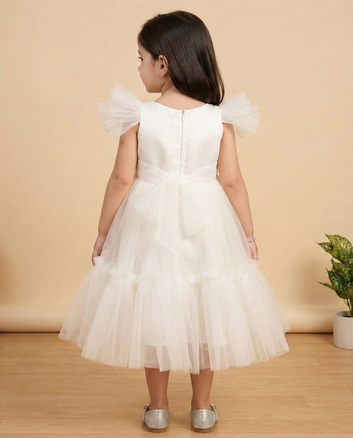 Off white candy theme frock for baby girls, premium birthday dress, partywear dress, Stanwells Kids