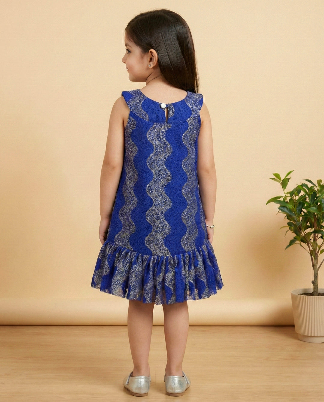 Royal blue sleeveless western baby girls birthday dress, stylish partywear frock for kids, premium designer dress, Stanwells Kids
